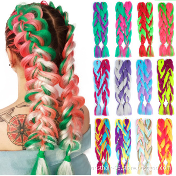 Factory Jumbo Braids 24inch 100g Colorful Synthetic Crochet Hair Braiding Hair for women 2020